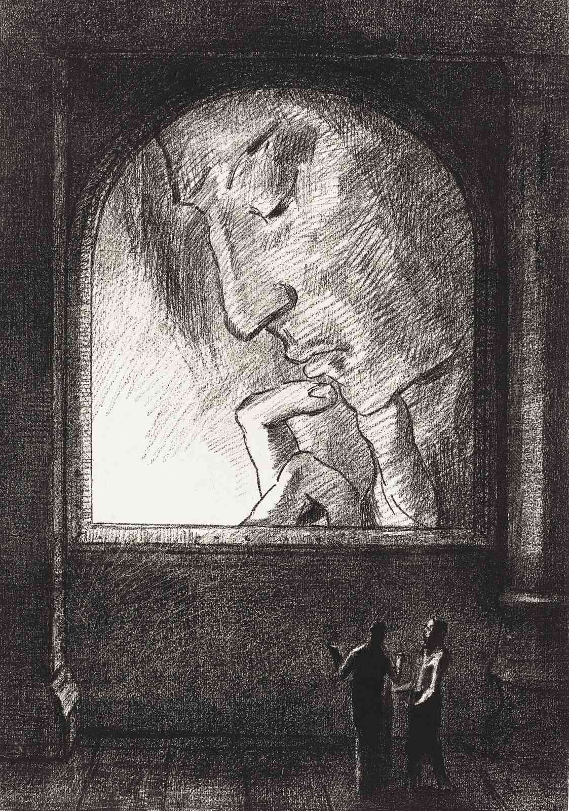 Mysterious Thinker Monumental Head Wall Art