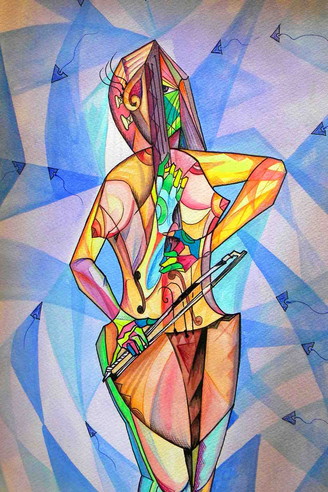 Abstract Music Figure Vibrant Wall Art