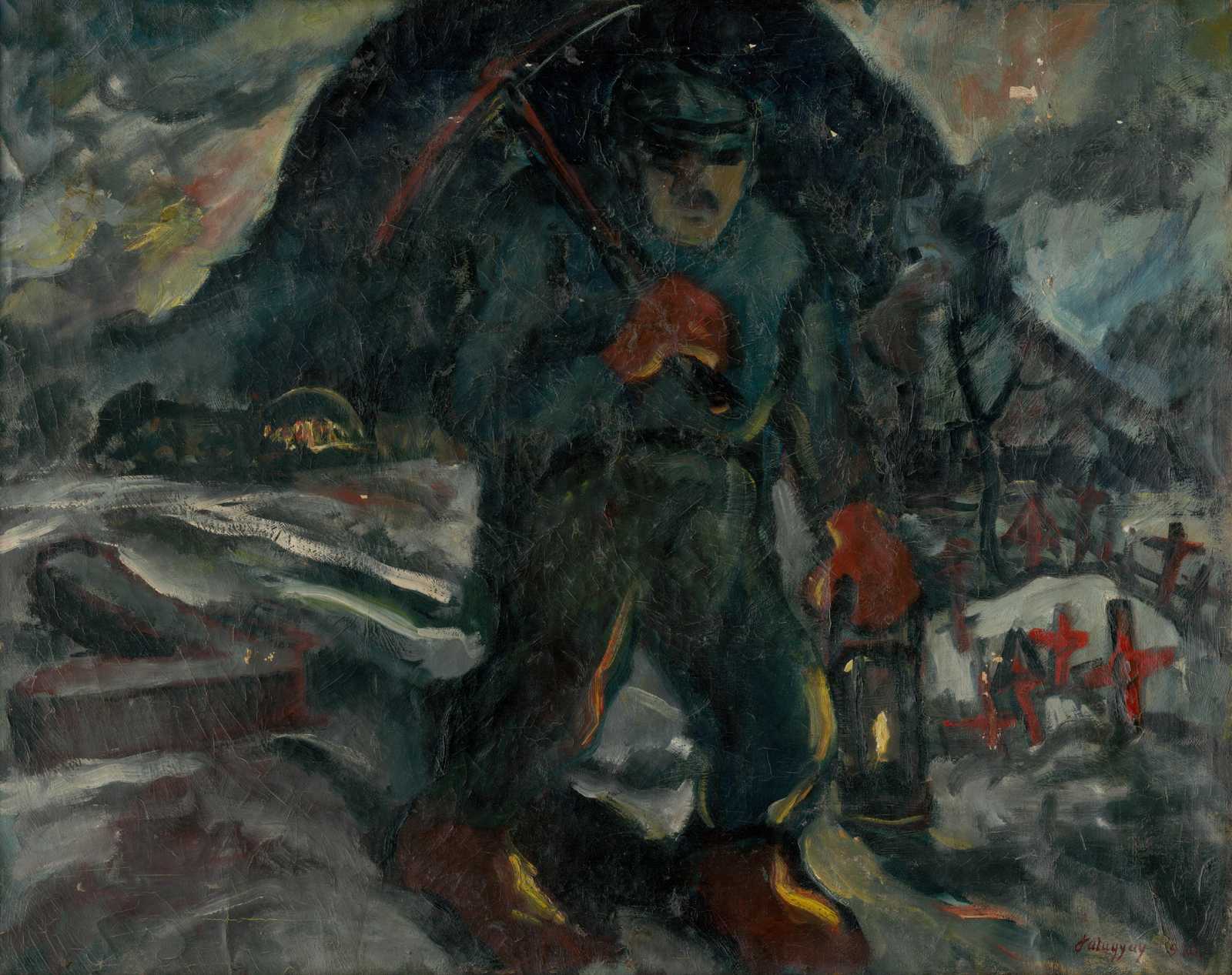 WW1 Soldier Lantern Landscape Wall Art
