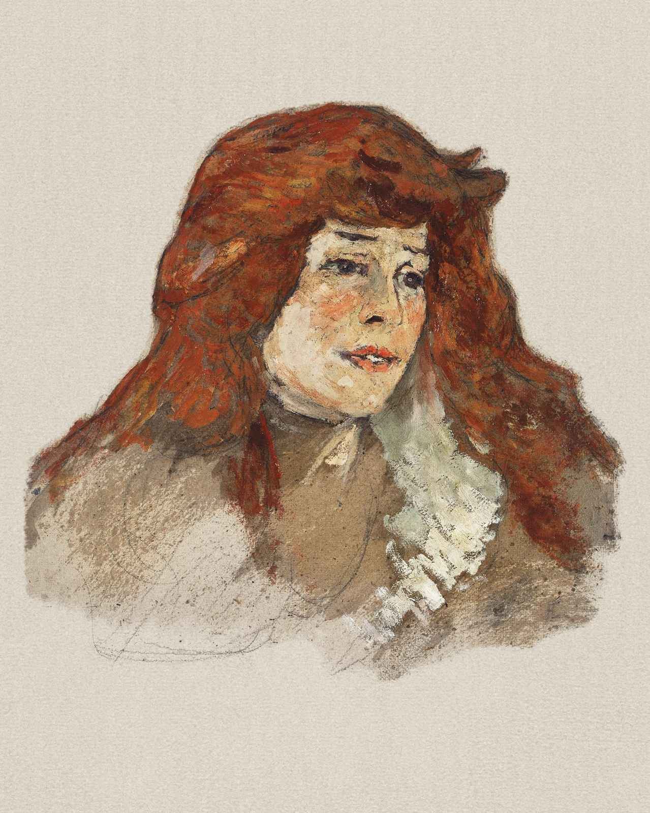 Redhead Woman Portrait Impressionist Wall Art