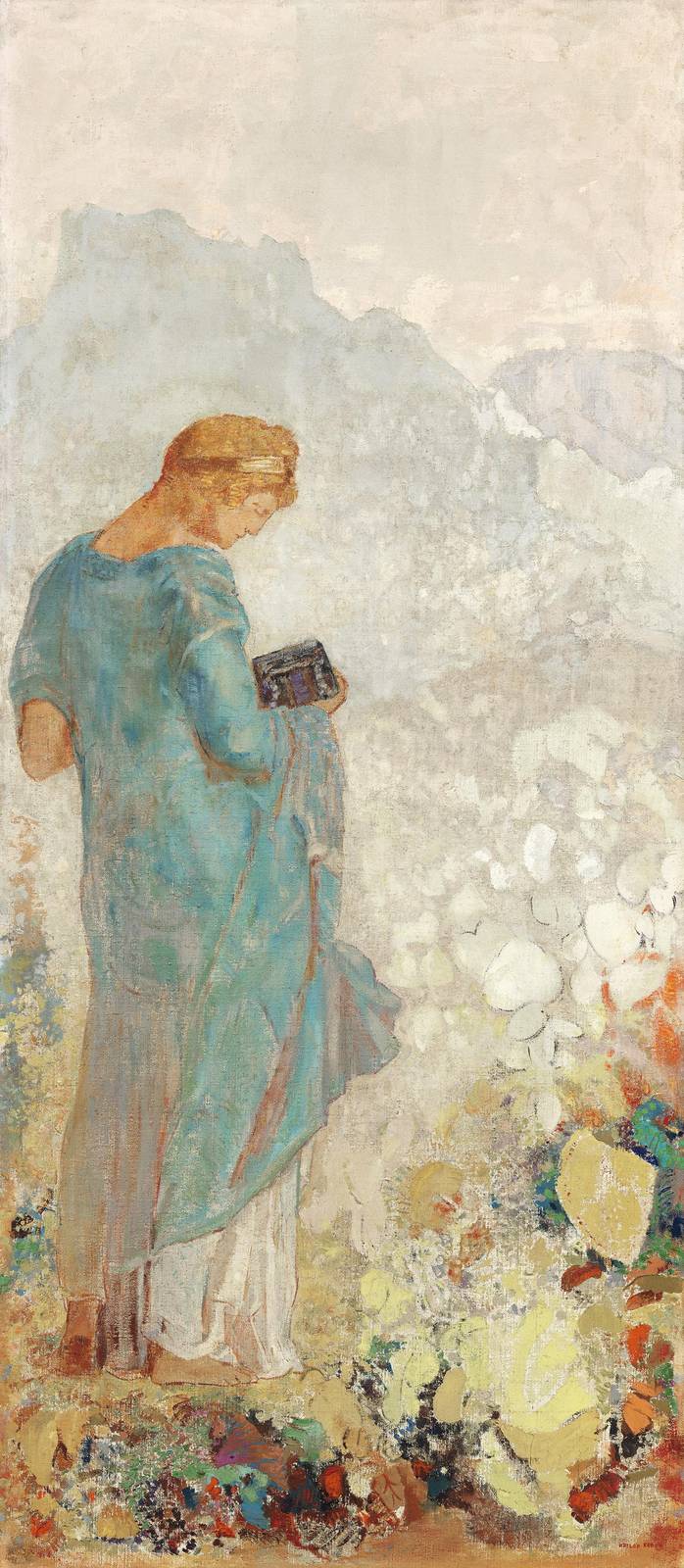 Serene Visionary Woman Teal Blue Wall Art