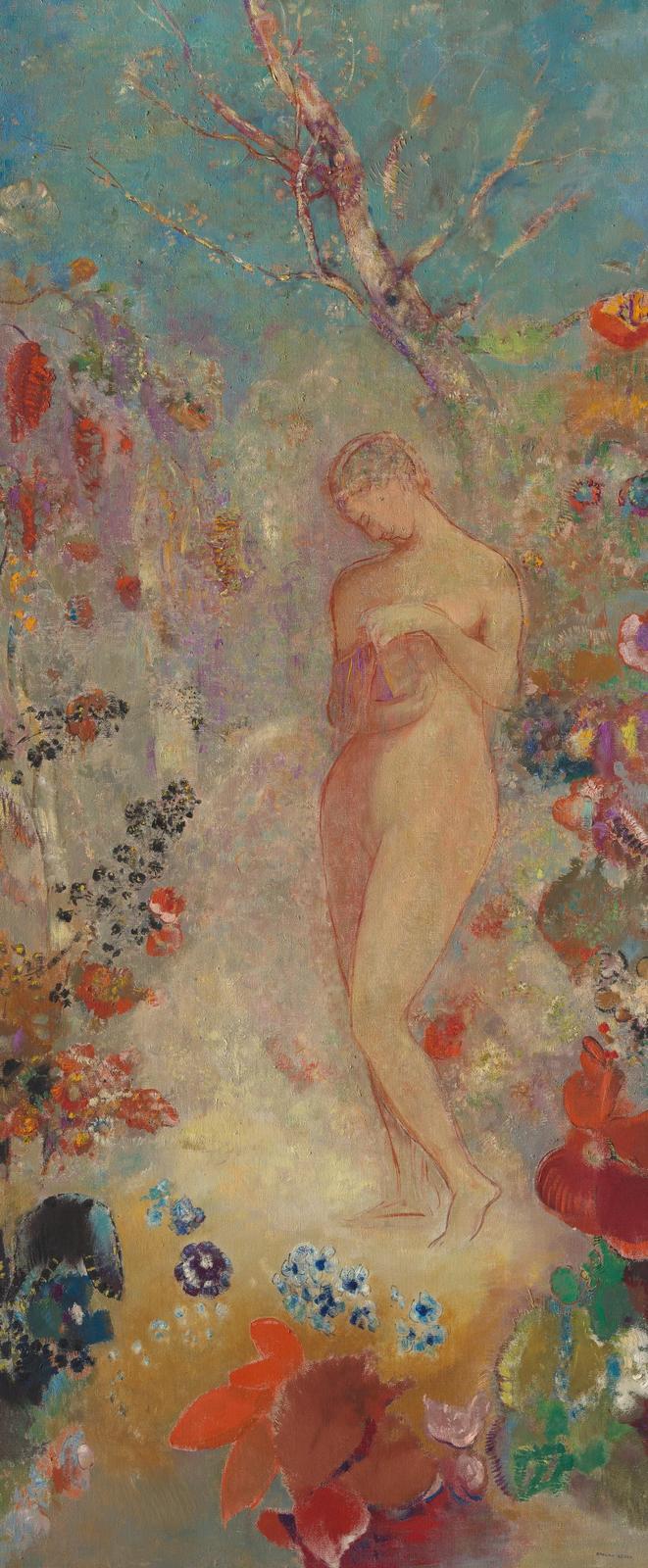 Enchanting Nude in Floral Garden Wall Art