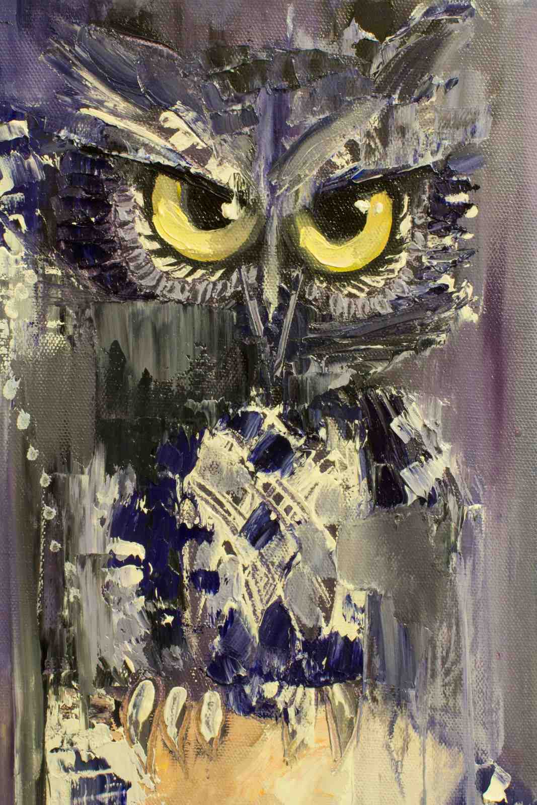 Mystic Owl Textured Oil Painting Wall Art