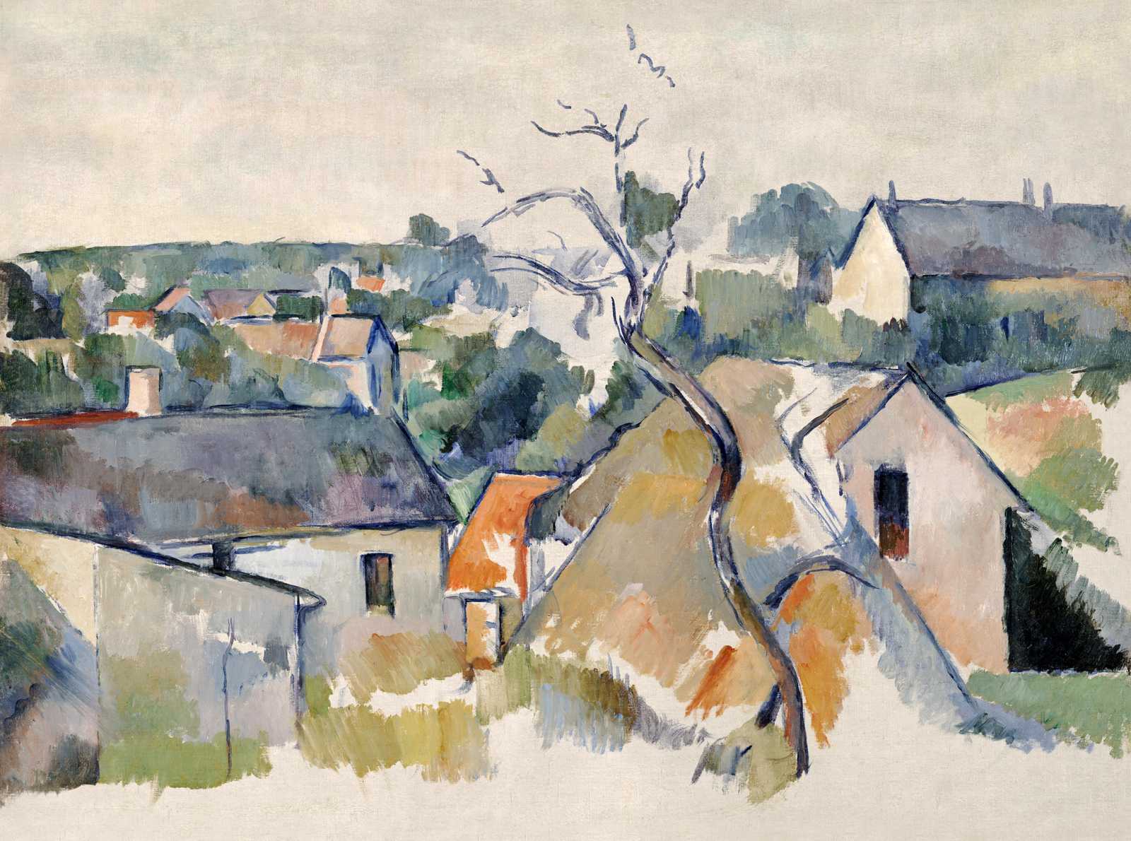 Serene Village Landscape Post-Impressionist Wall Art