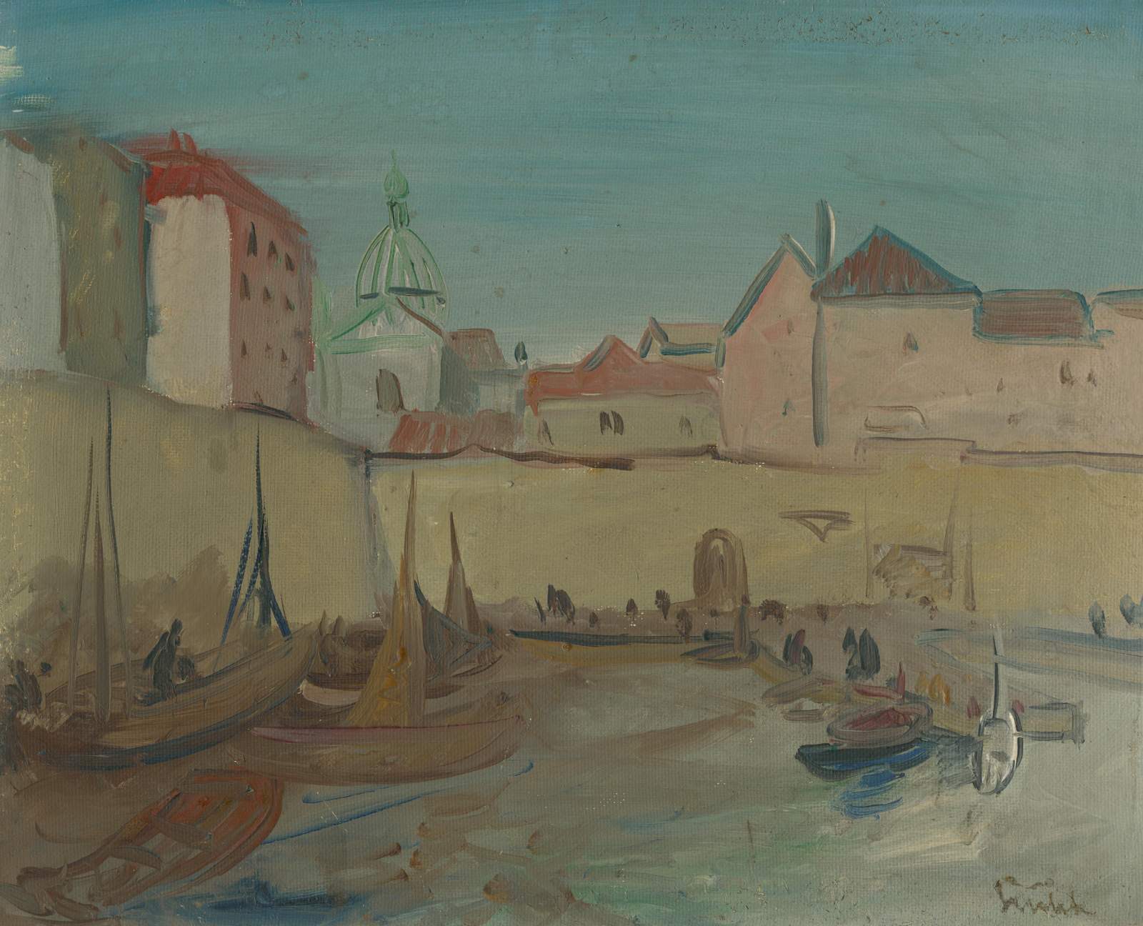 Impressionist Harbor Boats Wall Art