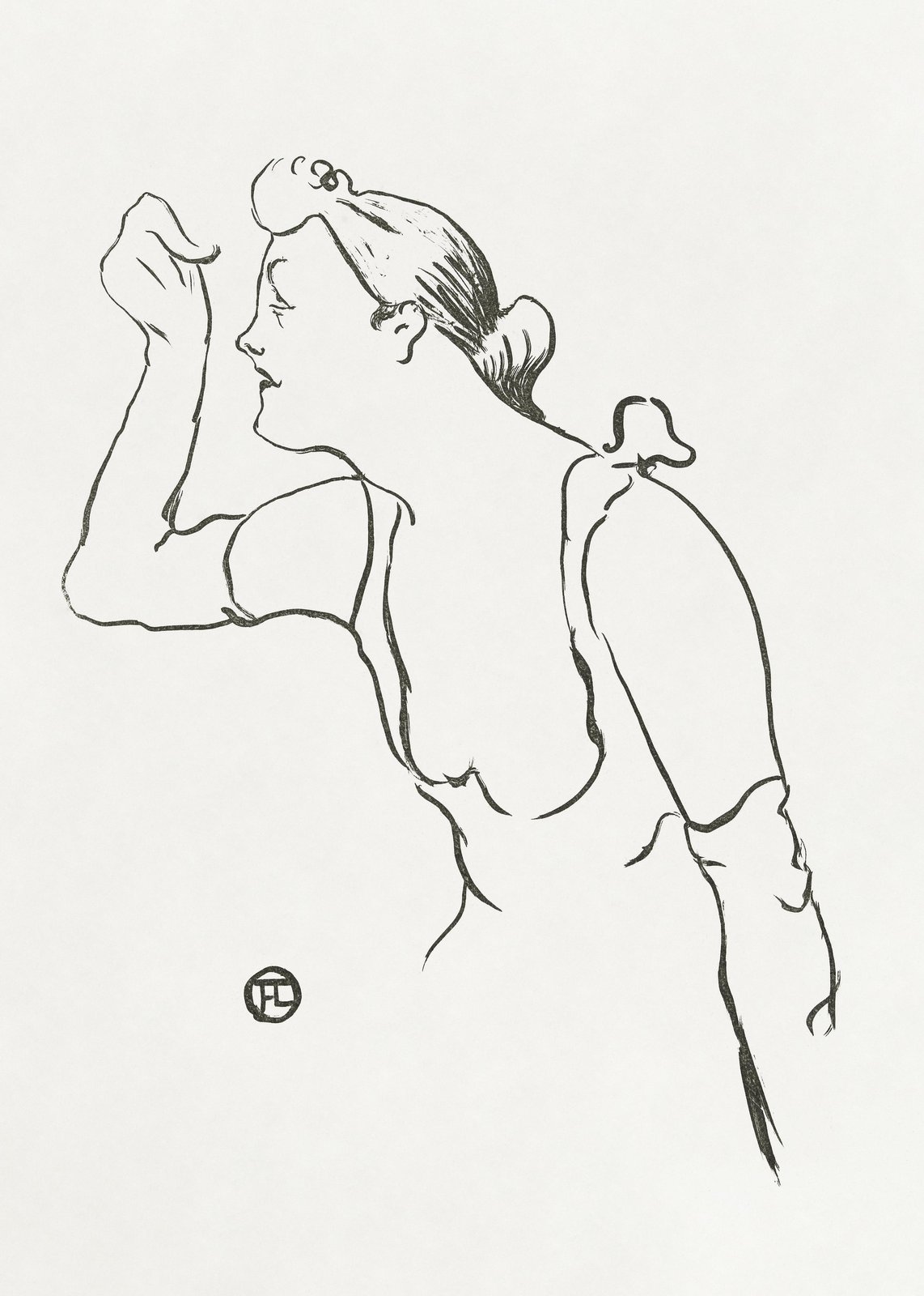 Elegant Woman Sketch Vintage Art Wall Art