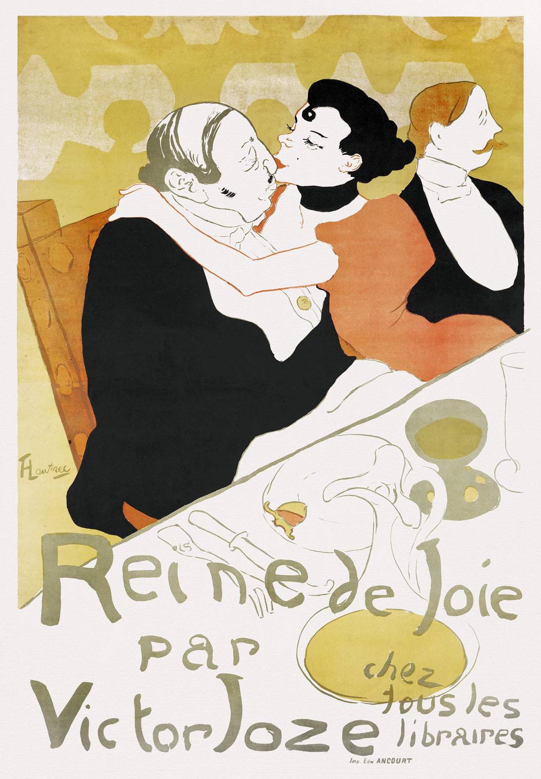 Art Nouveau Kiss Wall Art - Vintage Parisian Poster