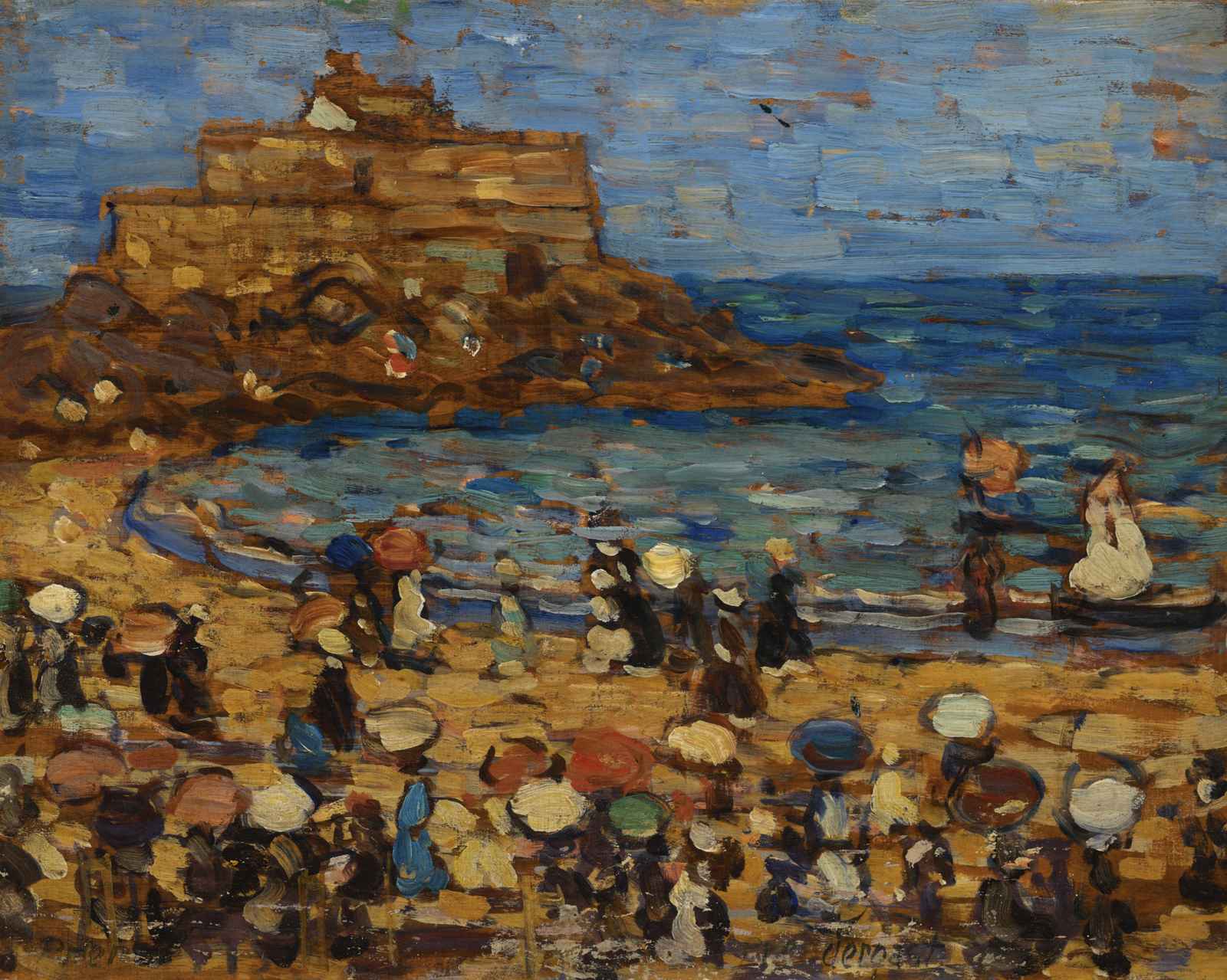 Vibrant Beach Scene Impressionist Wall Art