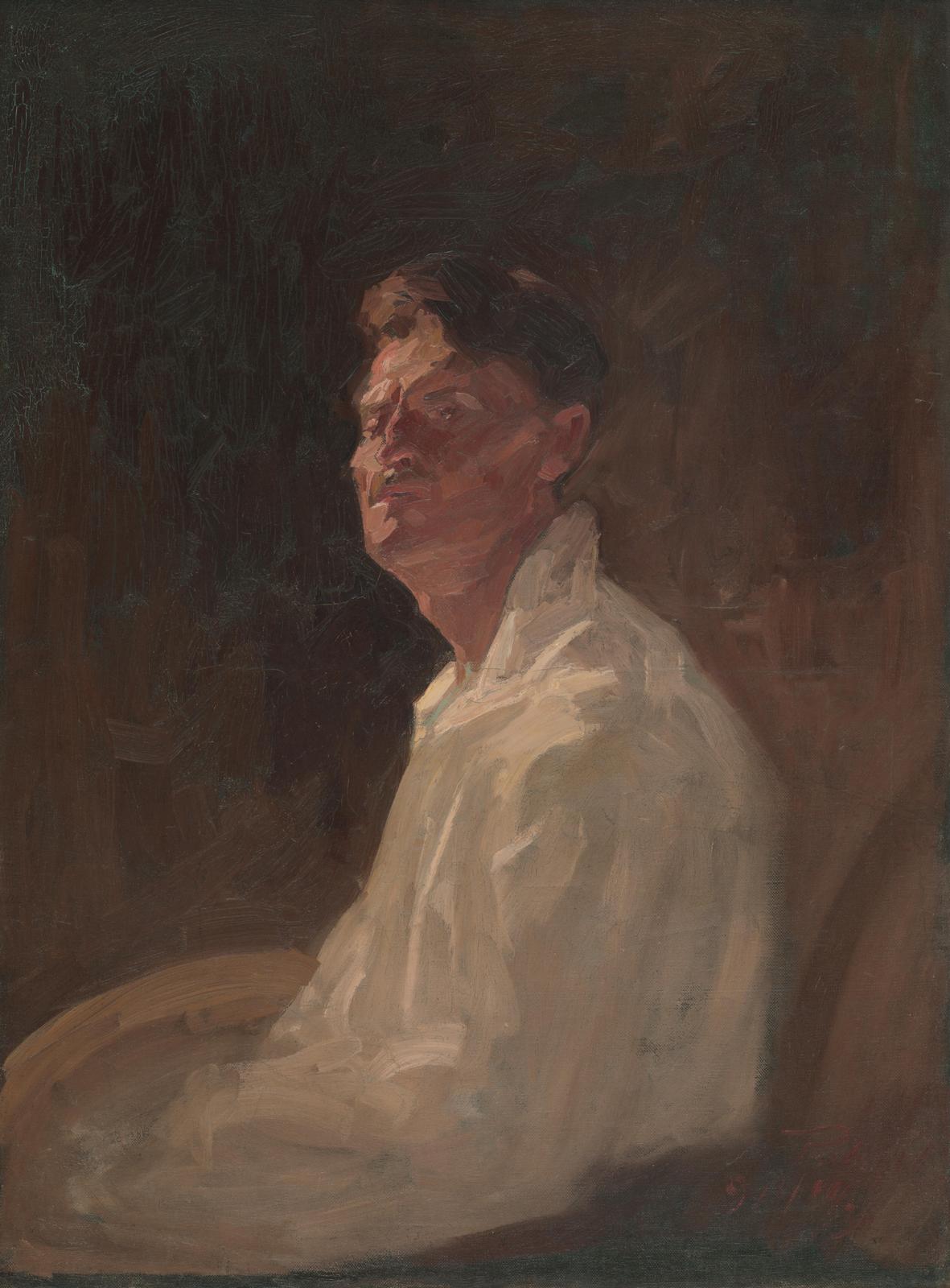 Moody Portrait Man White Shirt Wall Art