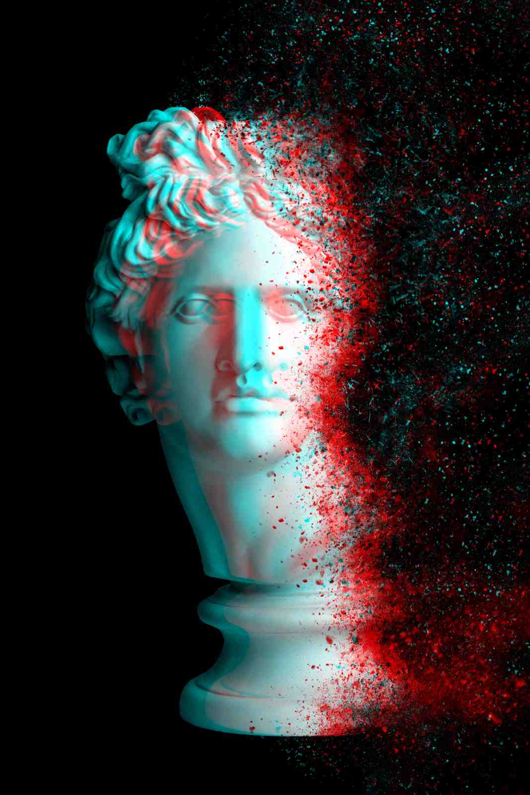 Glitchy Neo-Classical Bust Wall Art