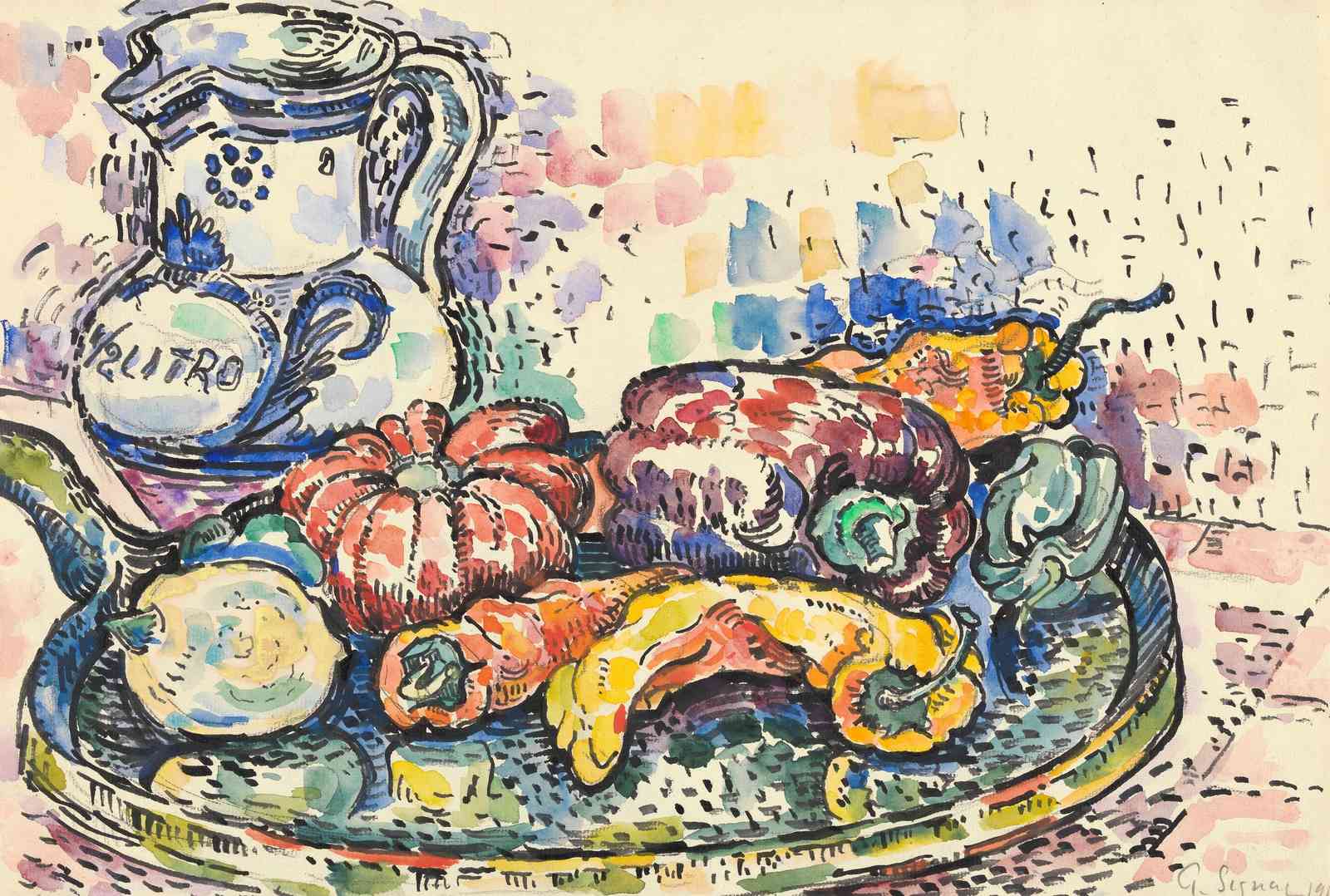 Vibrant Still Life Vegetables Watercolor Wall Art