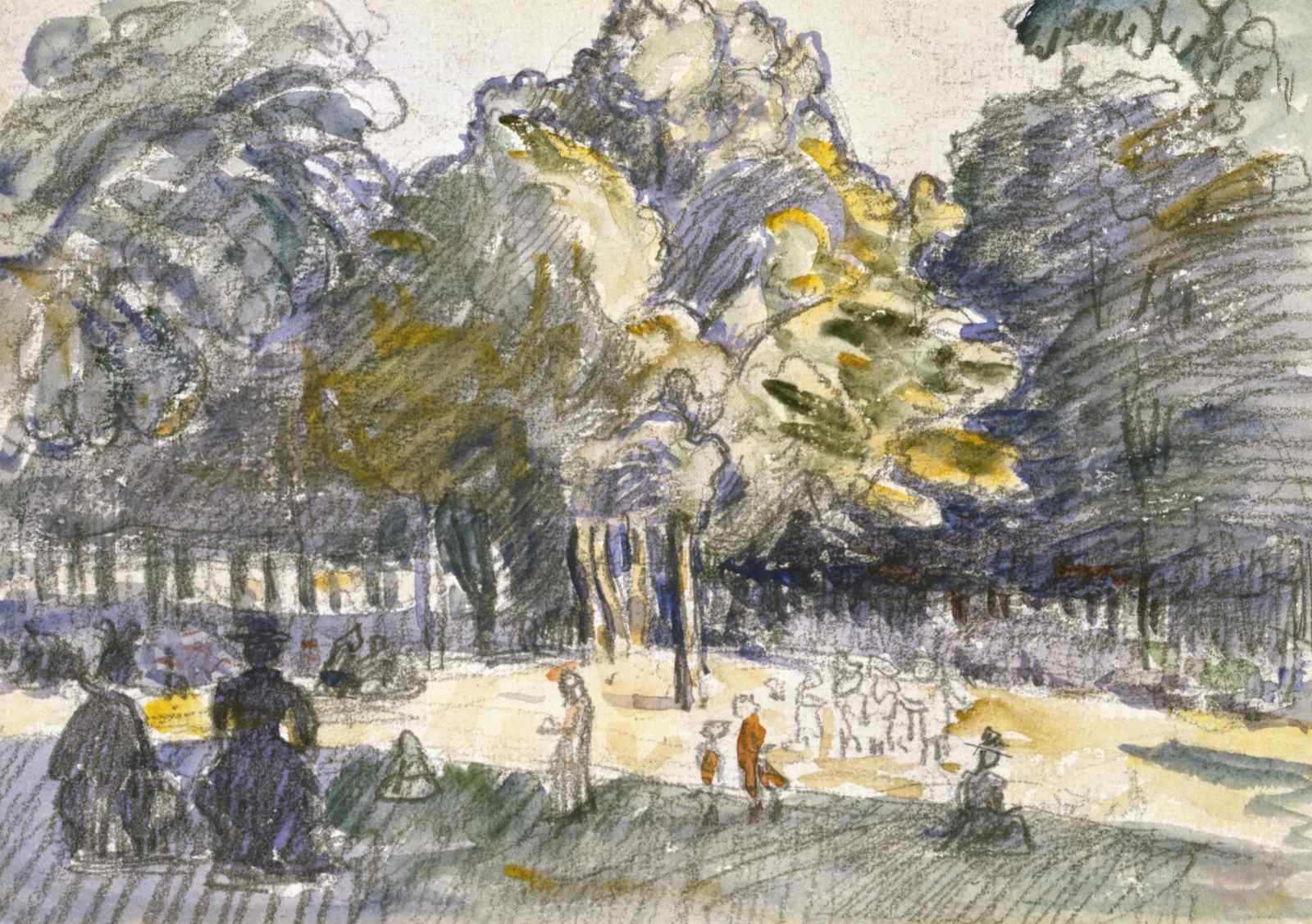 Impressionist Park Scene With Figures Wall Art