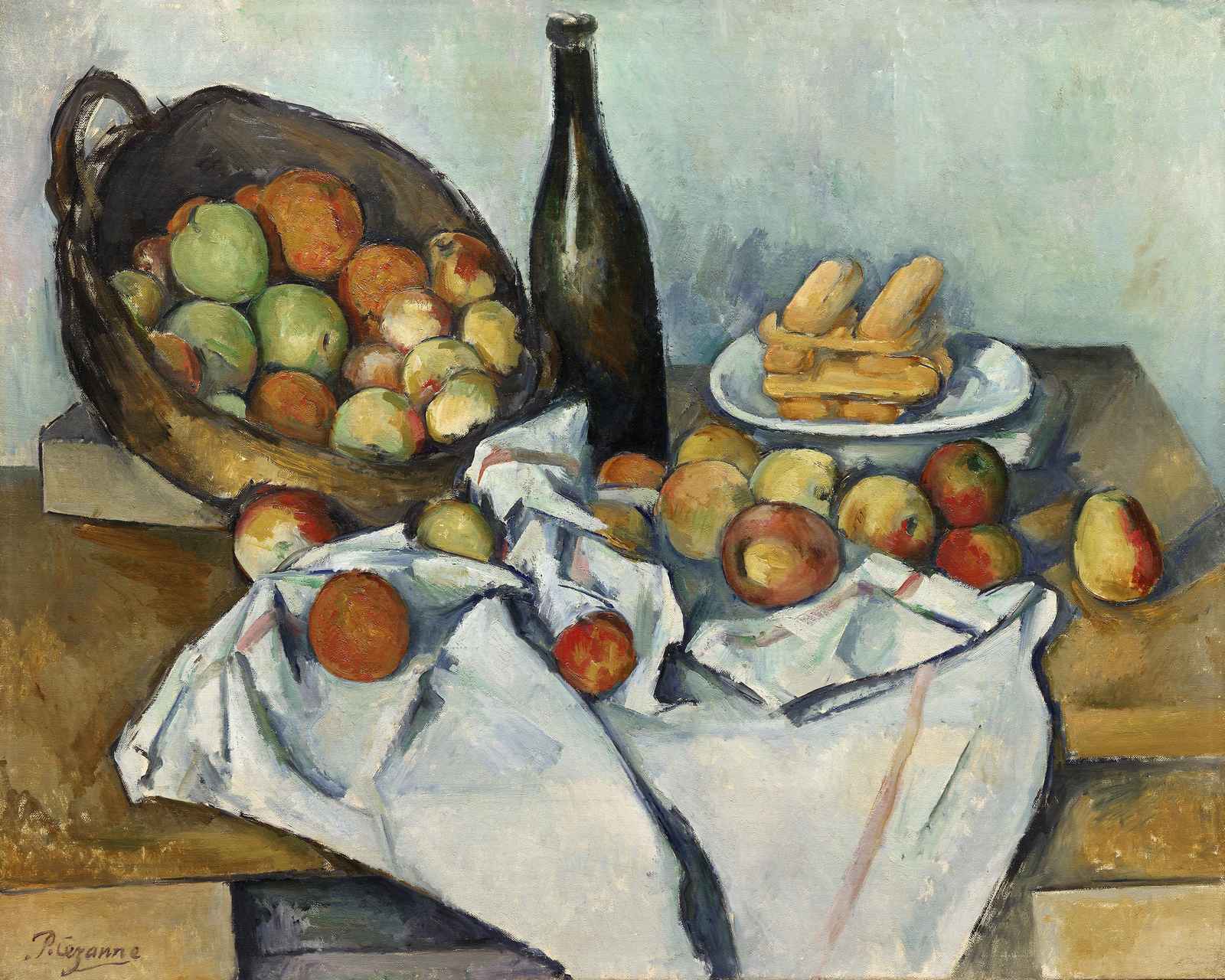 Vintage Still Life Fruit Basket Wall Art