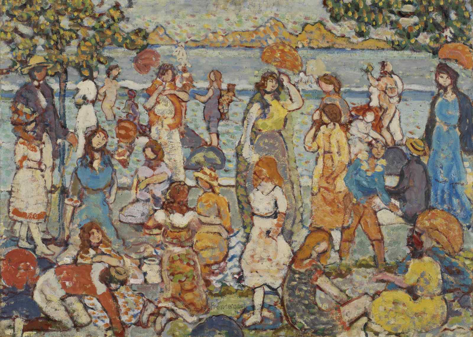 Vibrant Park Scene People Gathering Wall Art