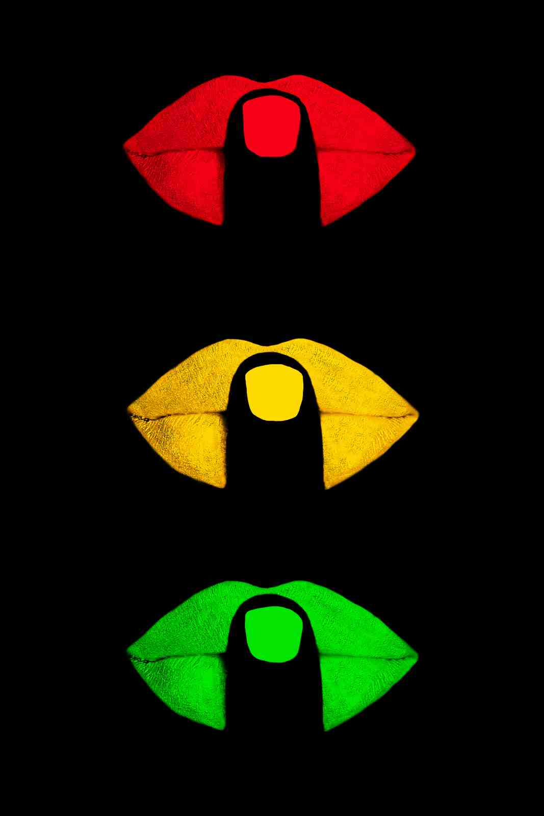 Traffic Light Lips Wall Art for Modern Decor