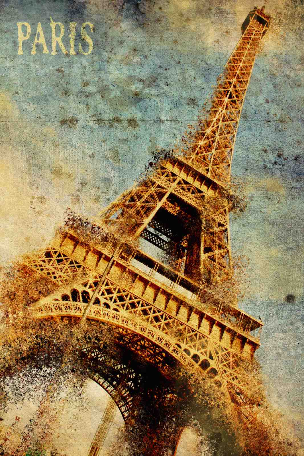 Eiffel Tower Disintegration Art Wall Art