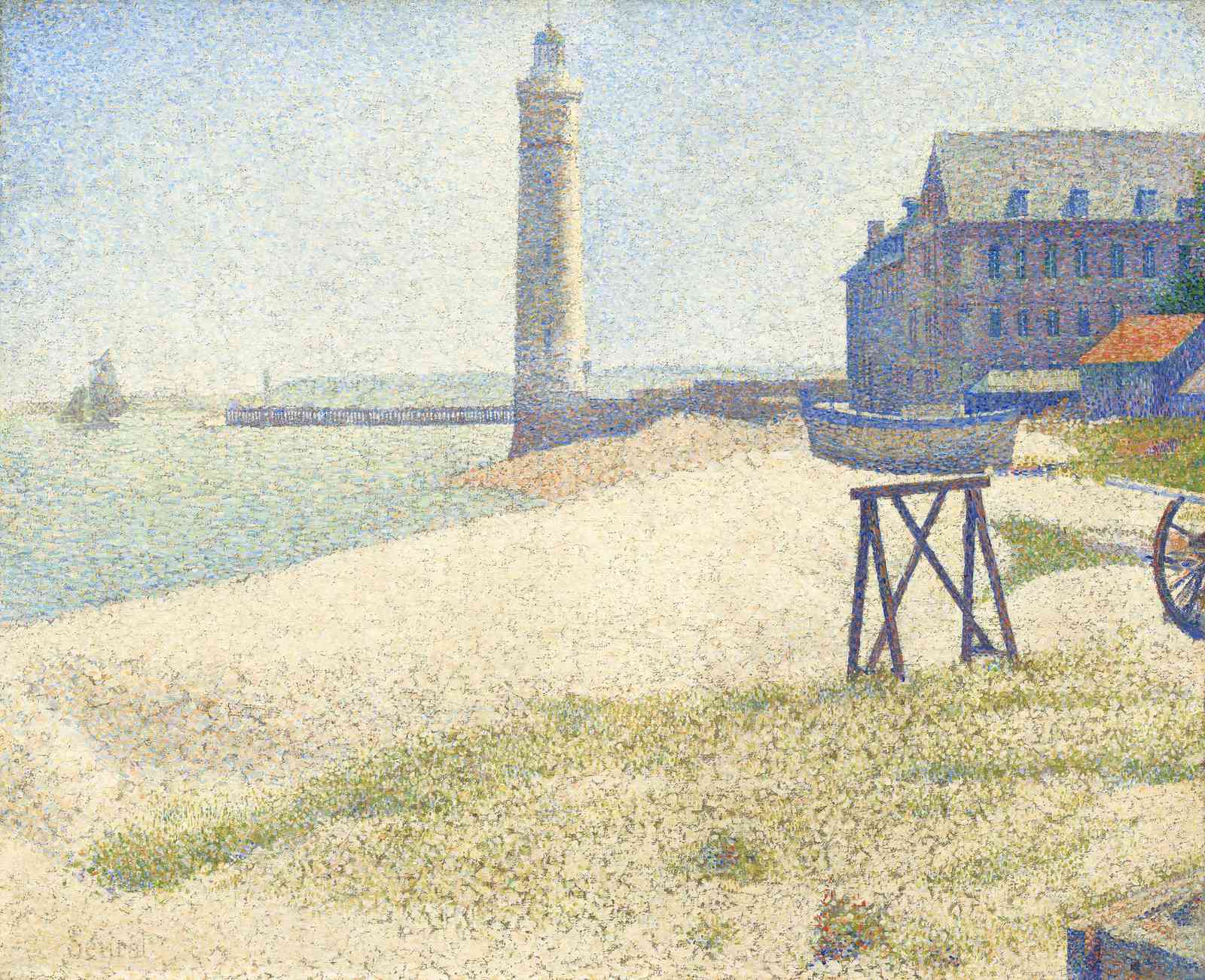 Seascape Lighthouse Pointillism Wall Art