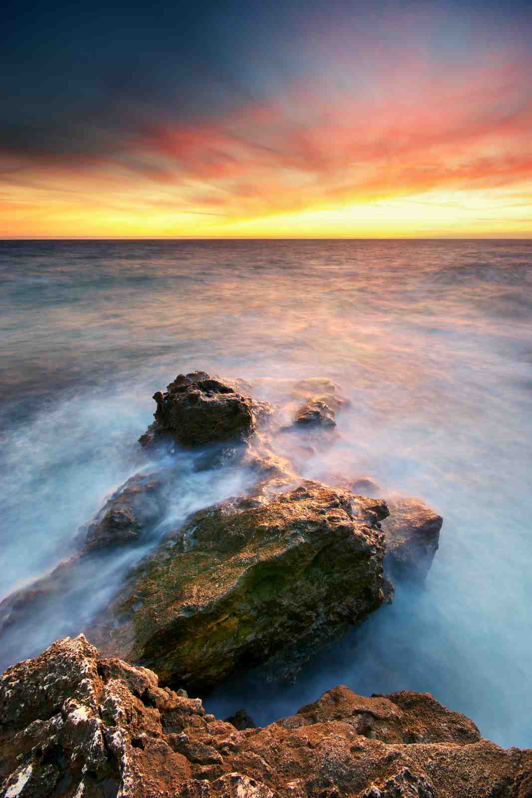 Ocean Sunset Serenity Coastal Rocks Wall Art