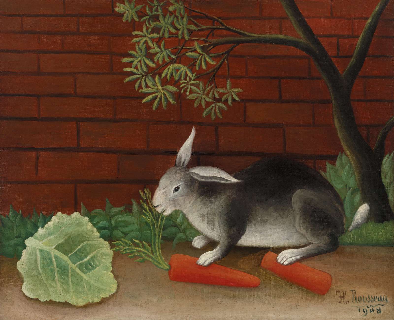 Vintage Rabbit & Carrots Art Wall Art