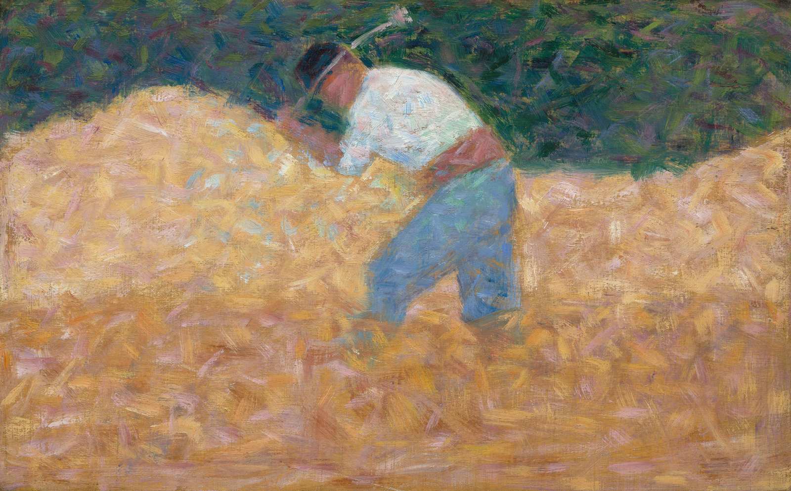Farmer in Hayfield Impressionist Wall Art
