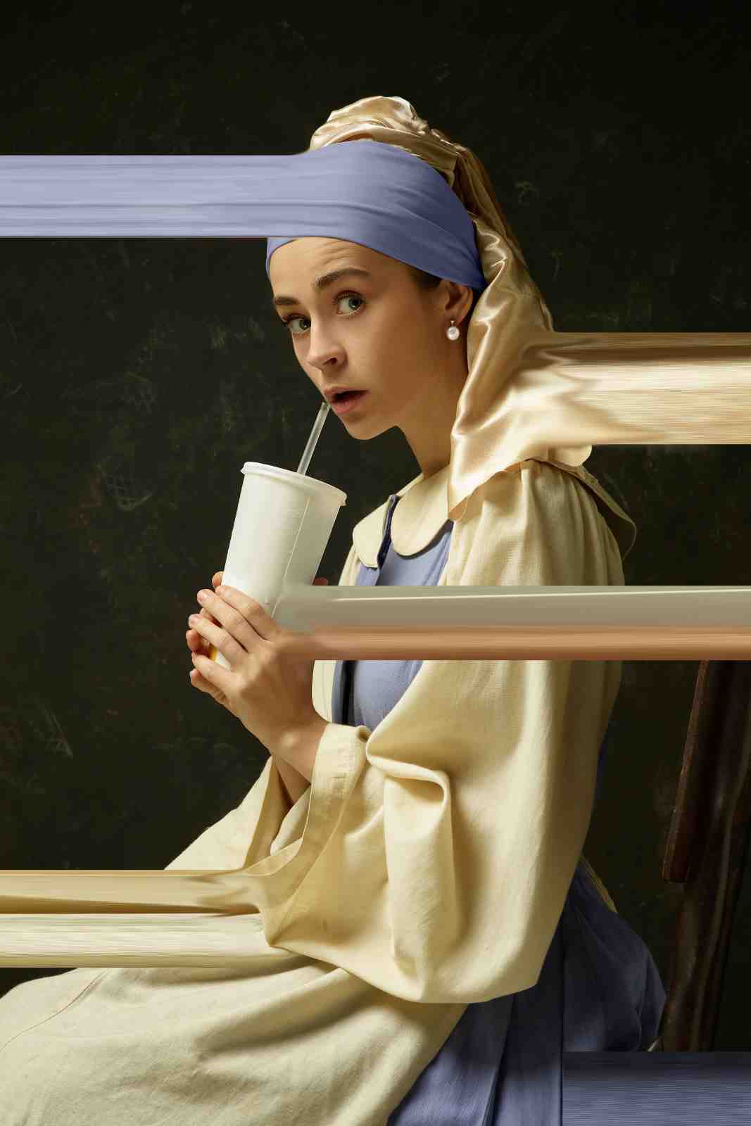 Modern "Girl with a Pearl Earring" Drink Wall Art
