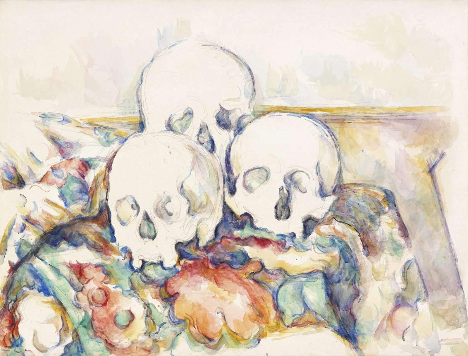 Gothic Skulls Floral Watercolor Wall Art