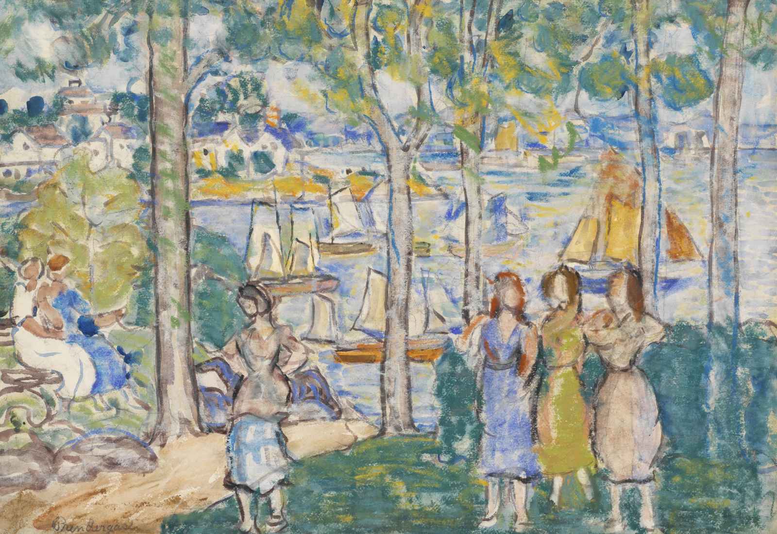 Impressionist Waterside Gathering Wall Art