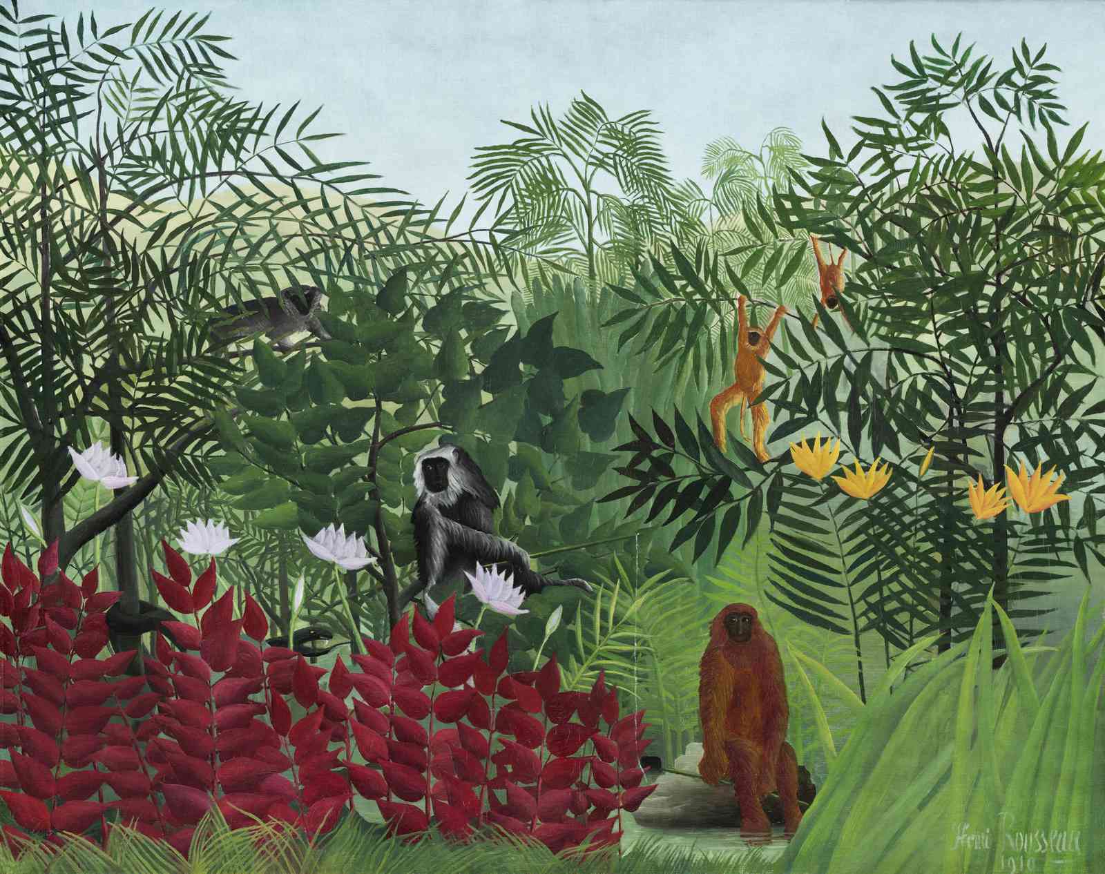 Jungle Monkeys & Flora Wall Art