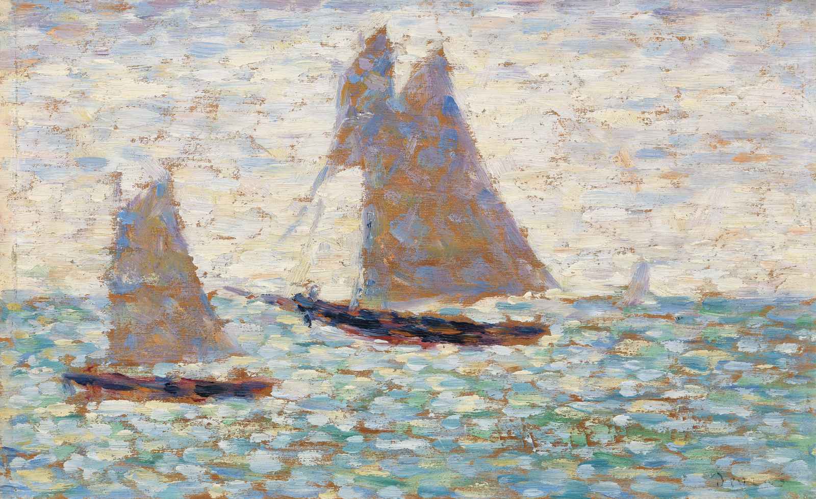 Seaside Sailboats Impressionist Art Wall Art