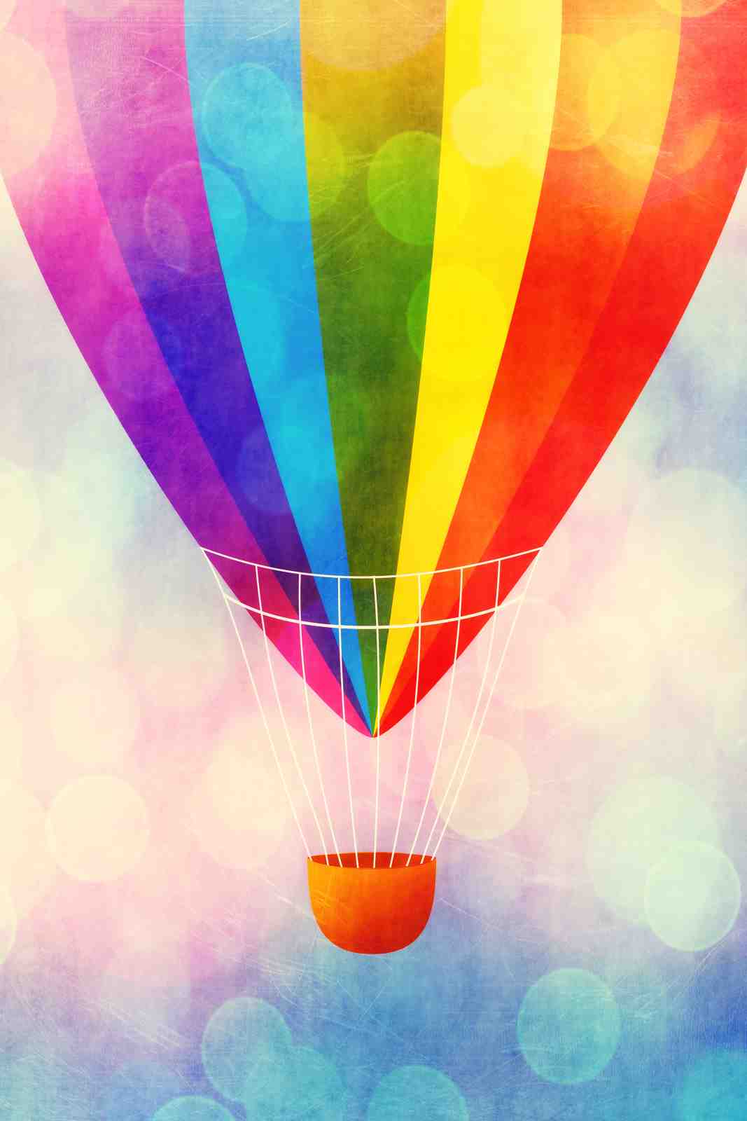 Rainbow Hot Air Balloon Wall Art
