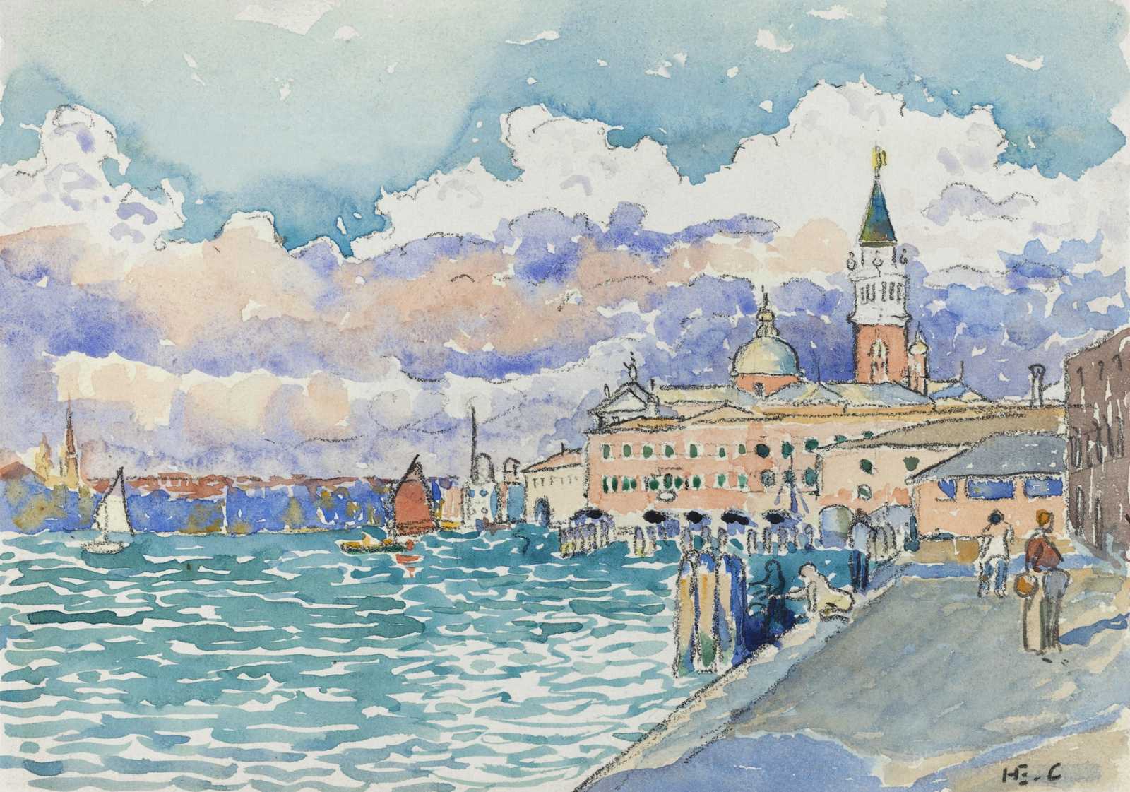 Venetian Canal Watercolor Artwork Wall Art