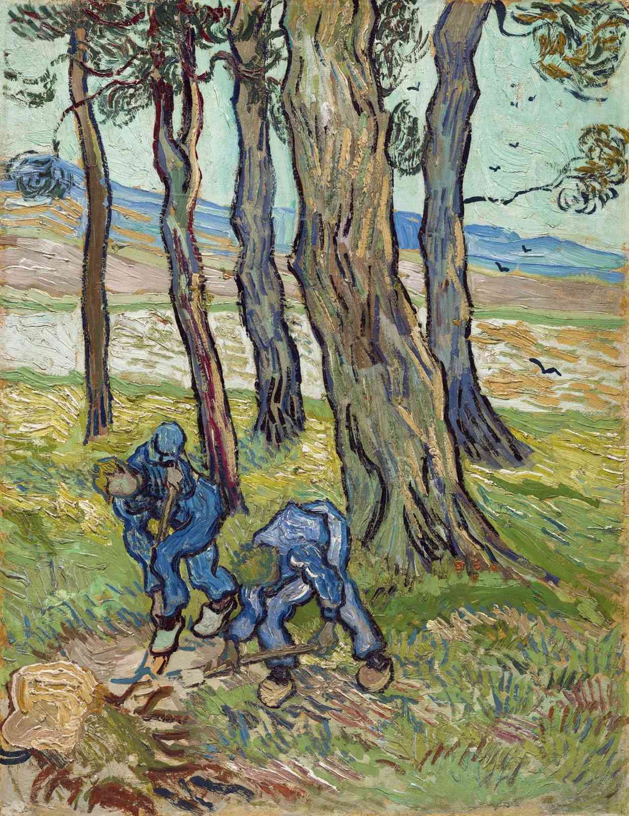 Van Gogh Workers in the Cypress Trees Wall Art