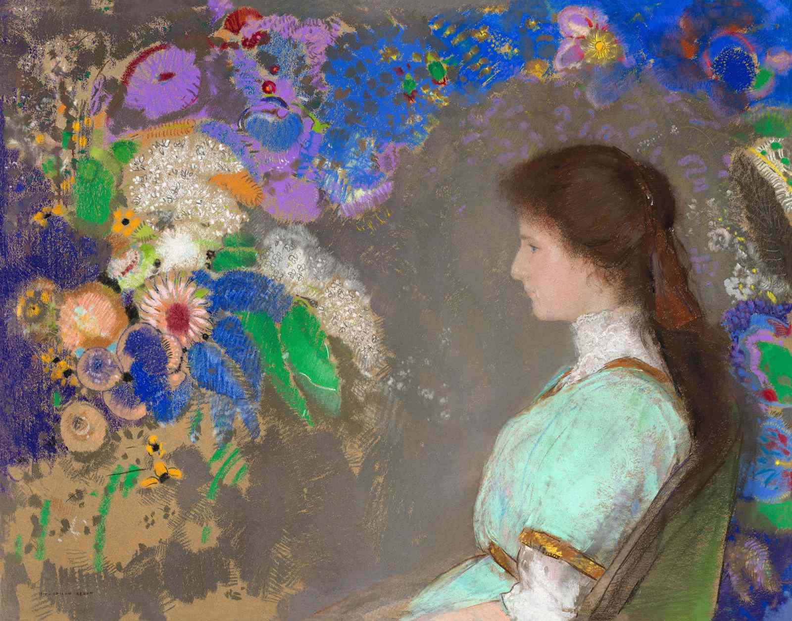 Elegant Woman Floral Impressionist Wall Art