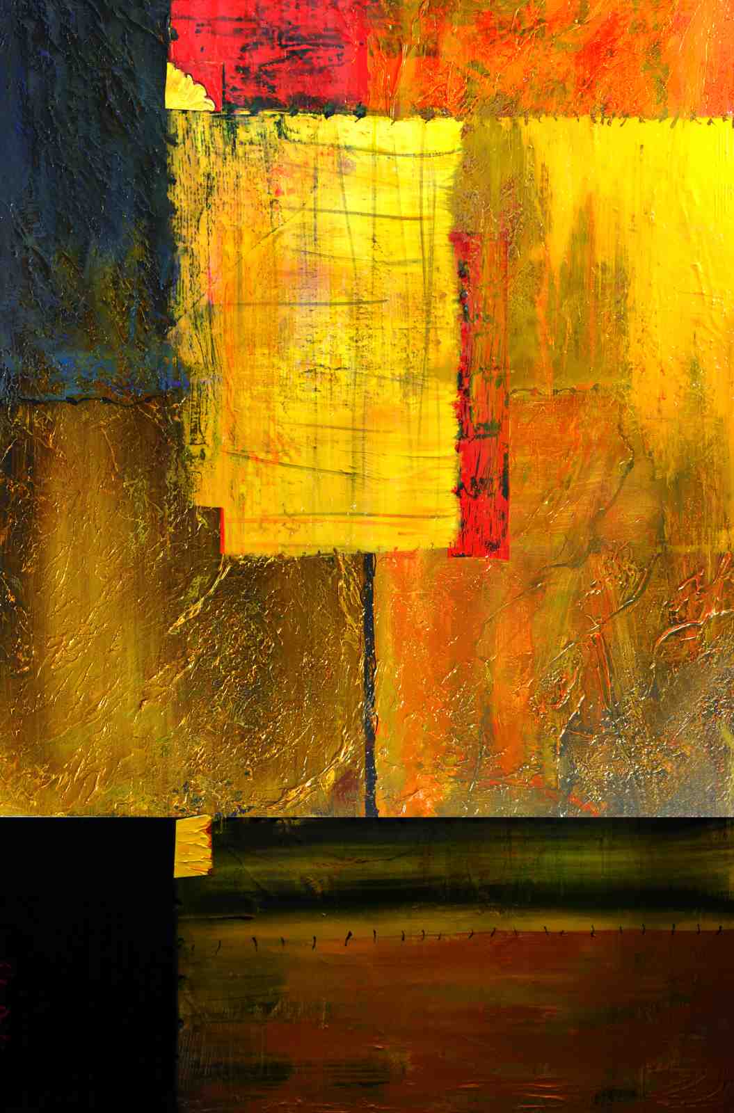 Vibrant Abstract Gold & Red Wall Art for Modern Homes