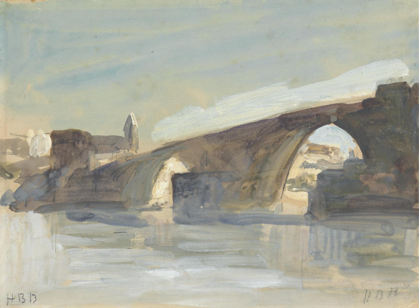 Serene Bridge Landscape Watercolor Wall Art