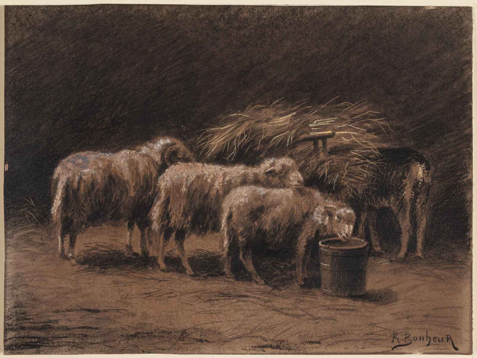 Rustic Sheep Barn Scene Wall Art