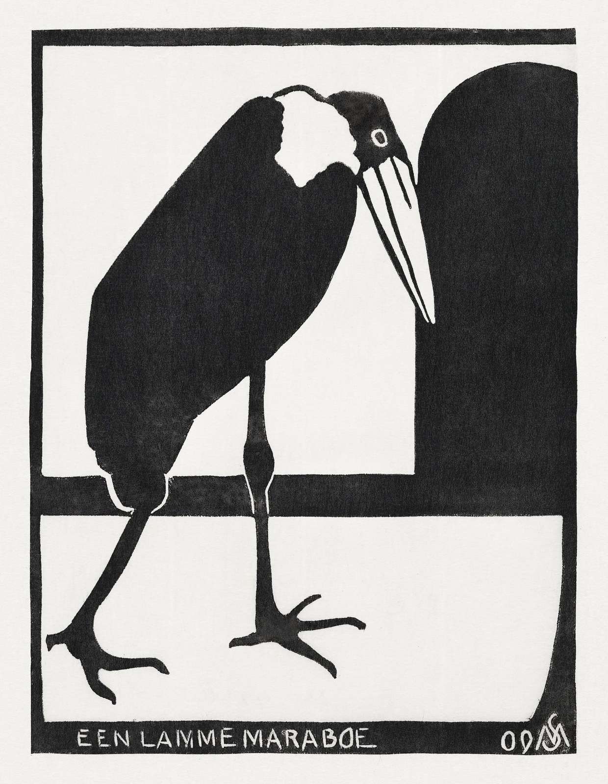 Monochromatic Marabou Stork Art Wall Art