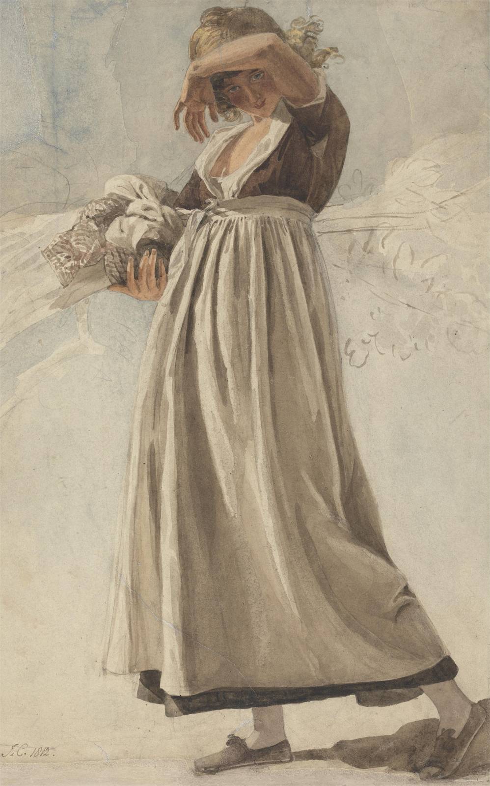 Vintage Woman with Laundry Wall Art