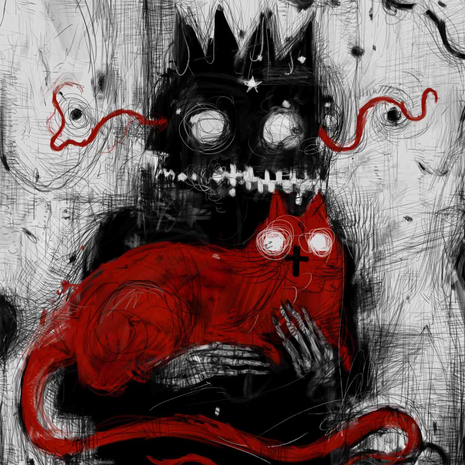 Gothic King Cat Embrace Wall Art