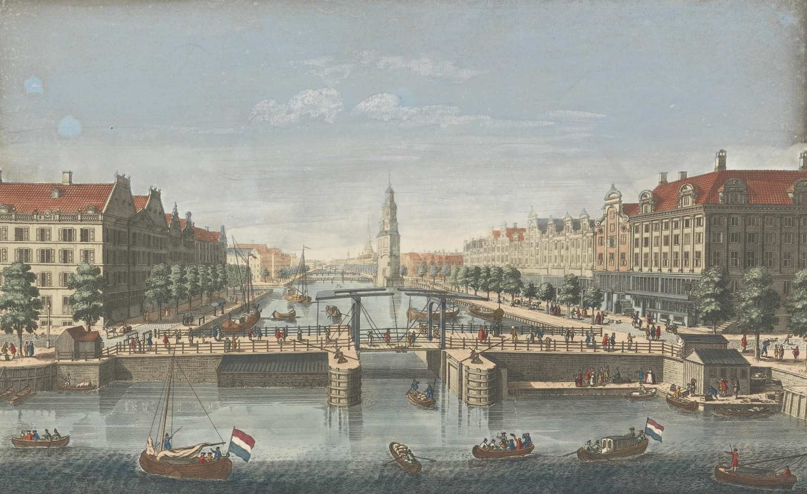 Vintage Amsterdam Canal Scene Wall Art