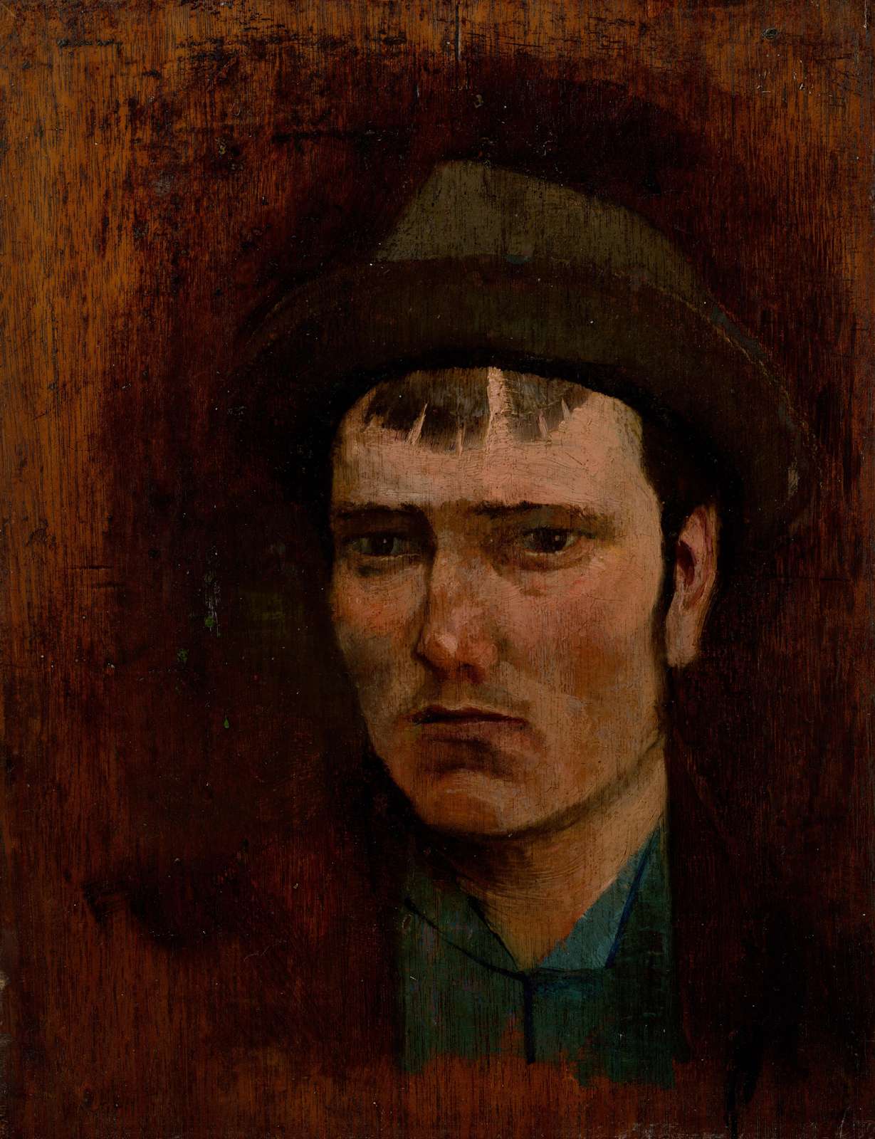 Intense Portrait Vintage Man Fedora Hat Wall Art