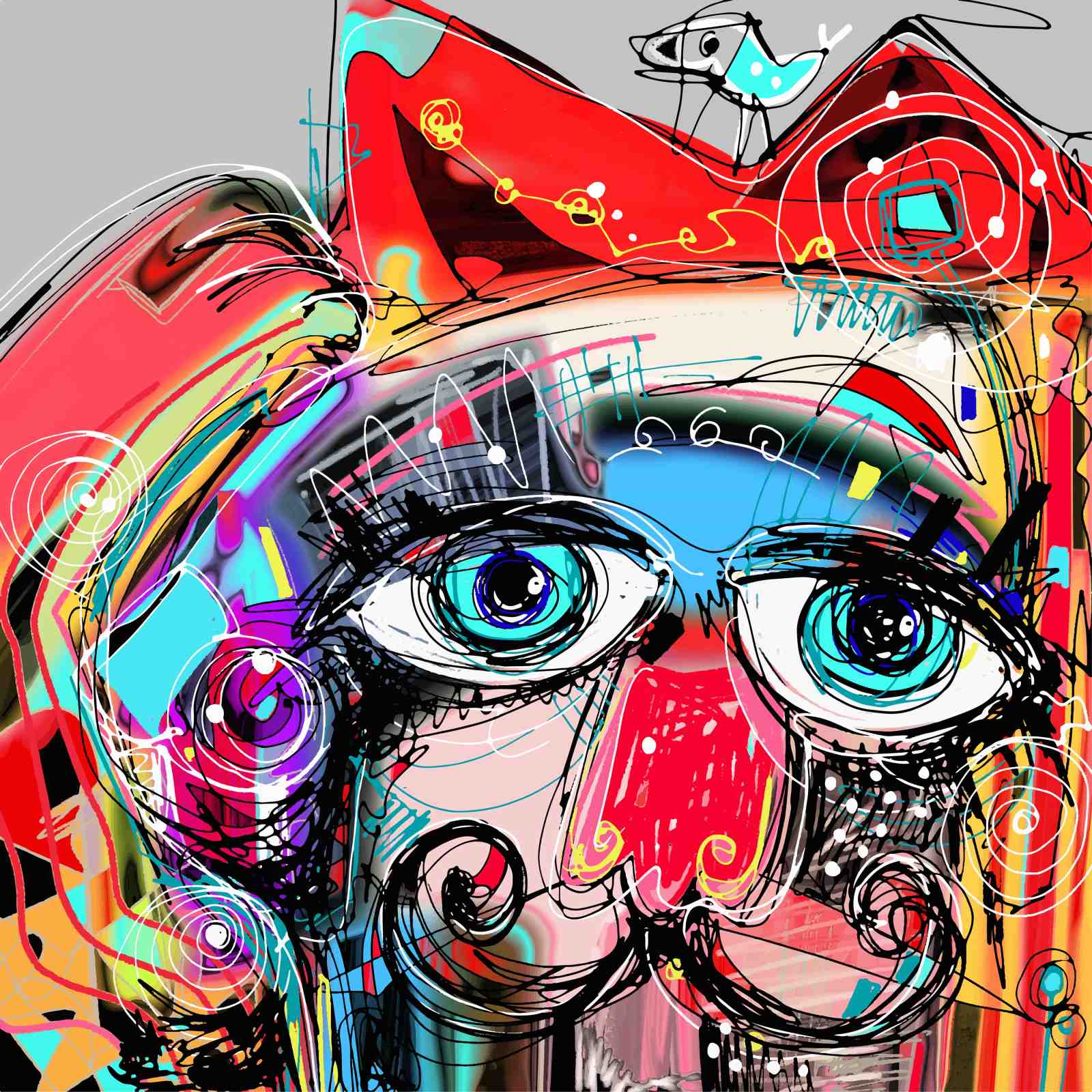 Vibrant Abstract Cat Eyes Wall Art