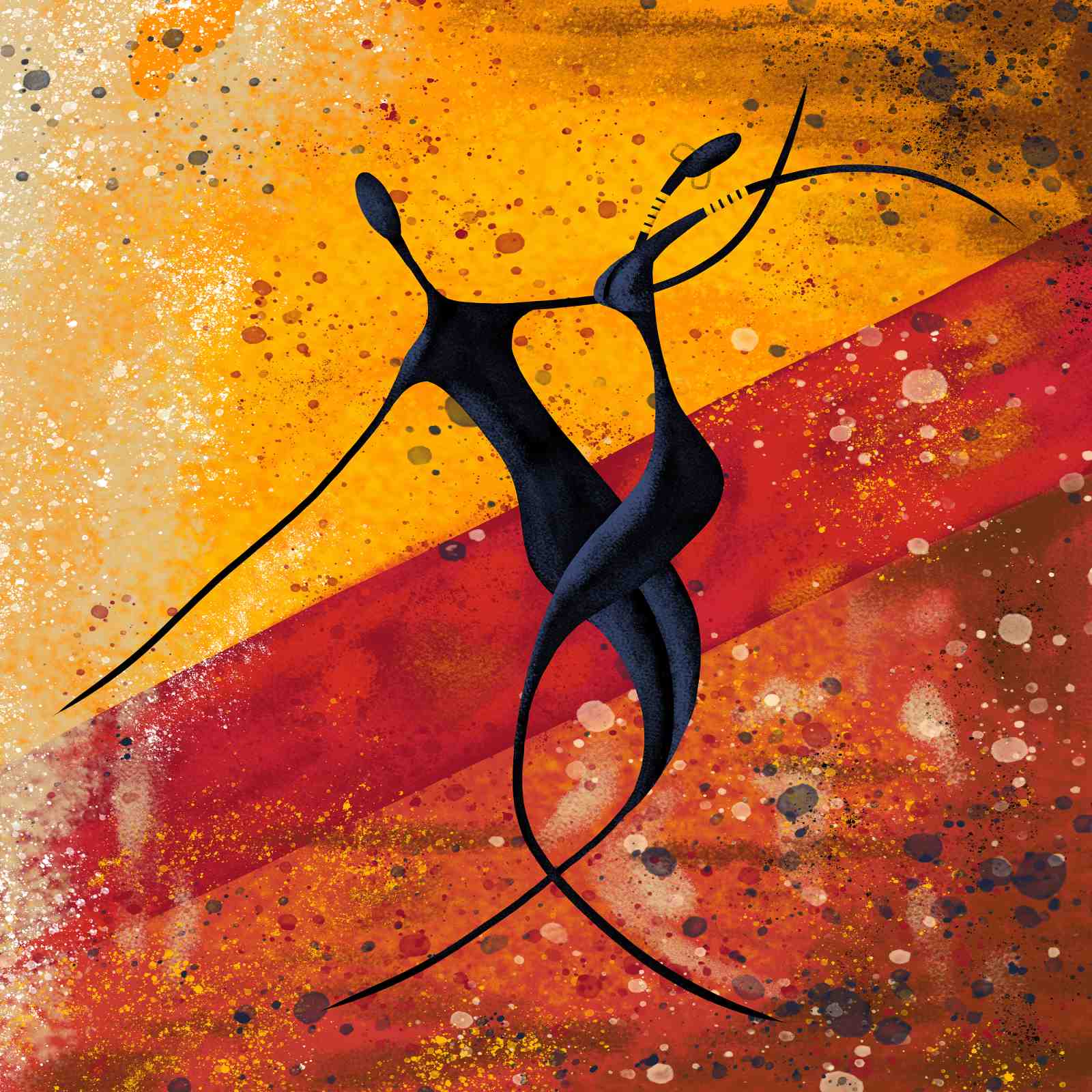 Abstract Dancers Golden Hour Wall Art