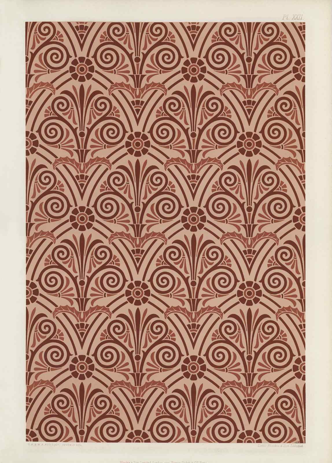 Art Nouveau Floral Scroll Damask Wall Art
