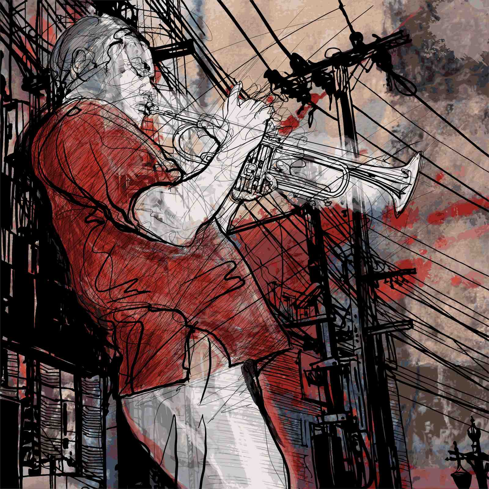 Urban Jazz Trumpet Player Wall Art