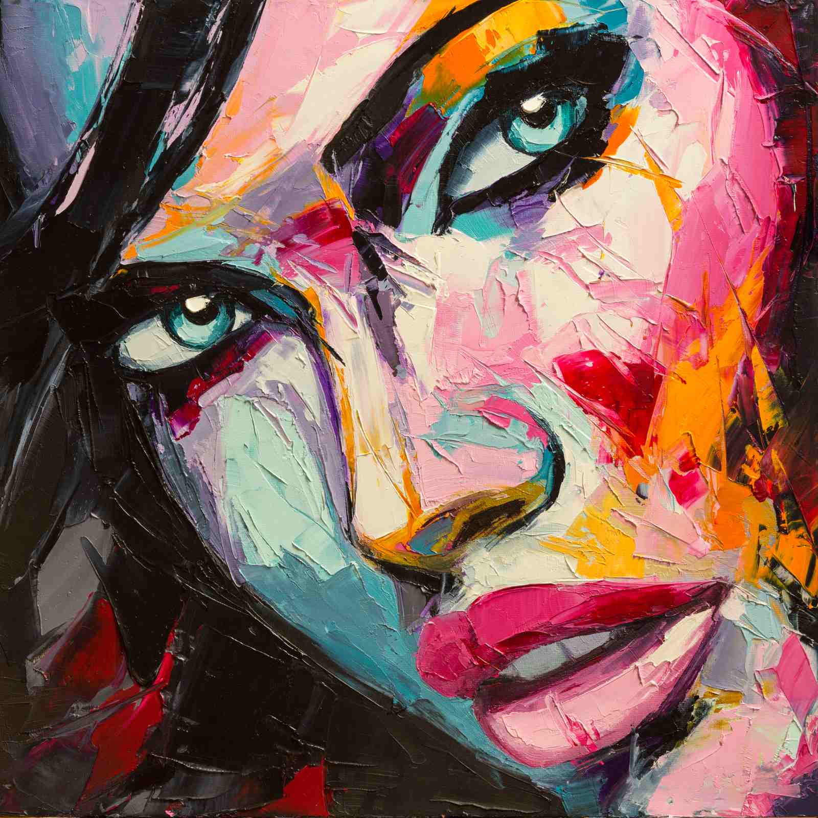 Vibrant Portrait Palette Knife Textured Wall Art