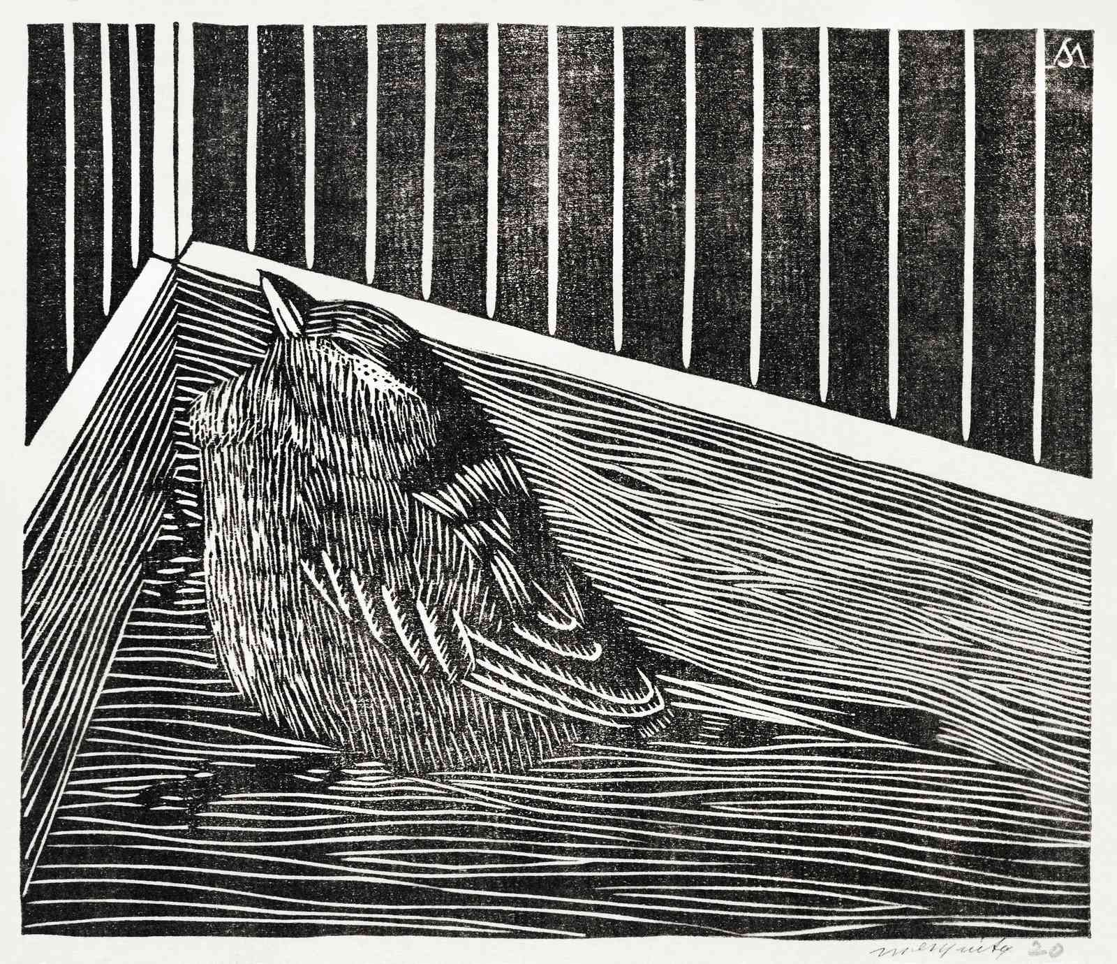 Captive Bird Linocut Wall Art