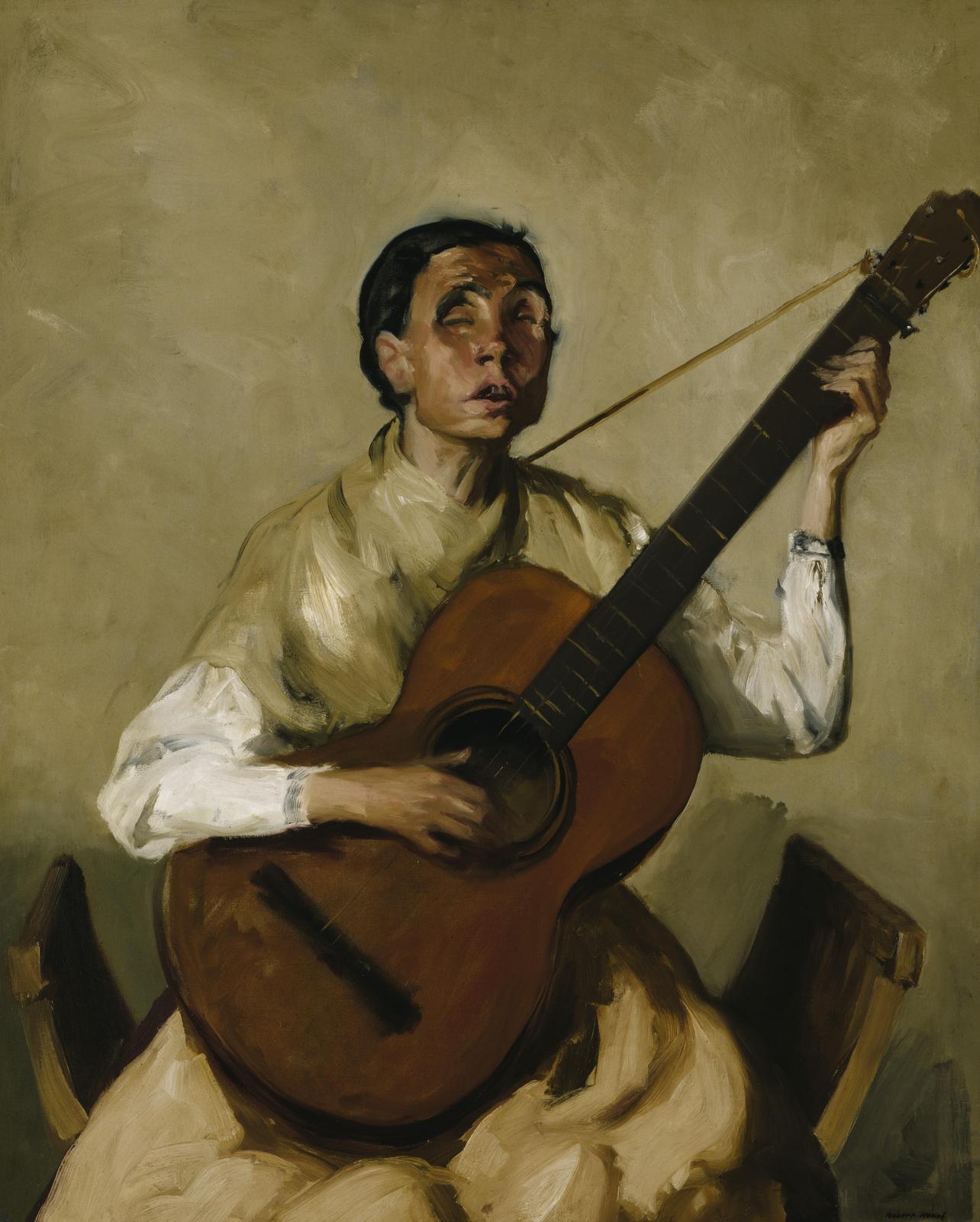 Gypsy Guitarist Expressive Portrait Wall Art
