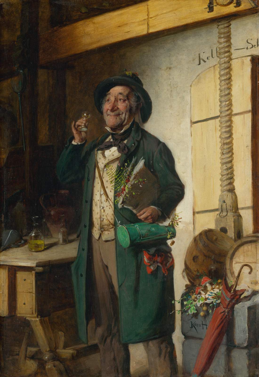 Vintage Gentleman Enjoying Wine Wall Art