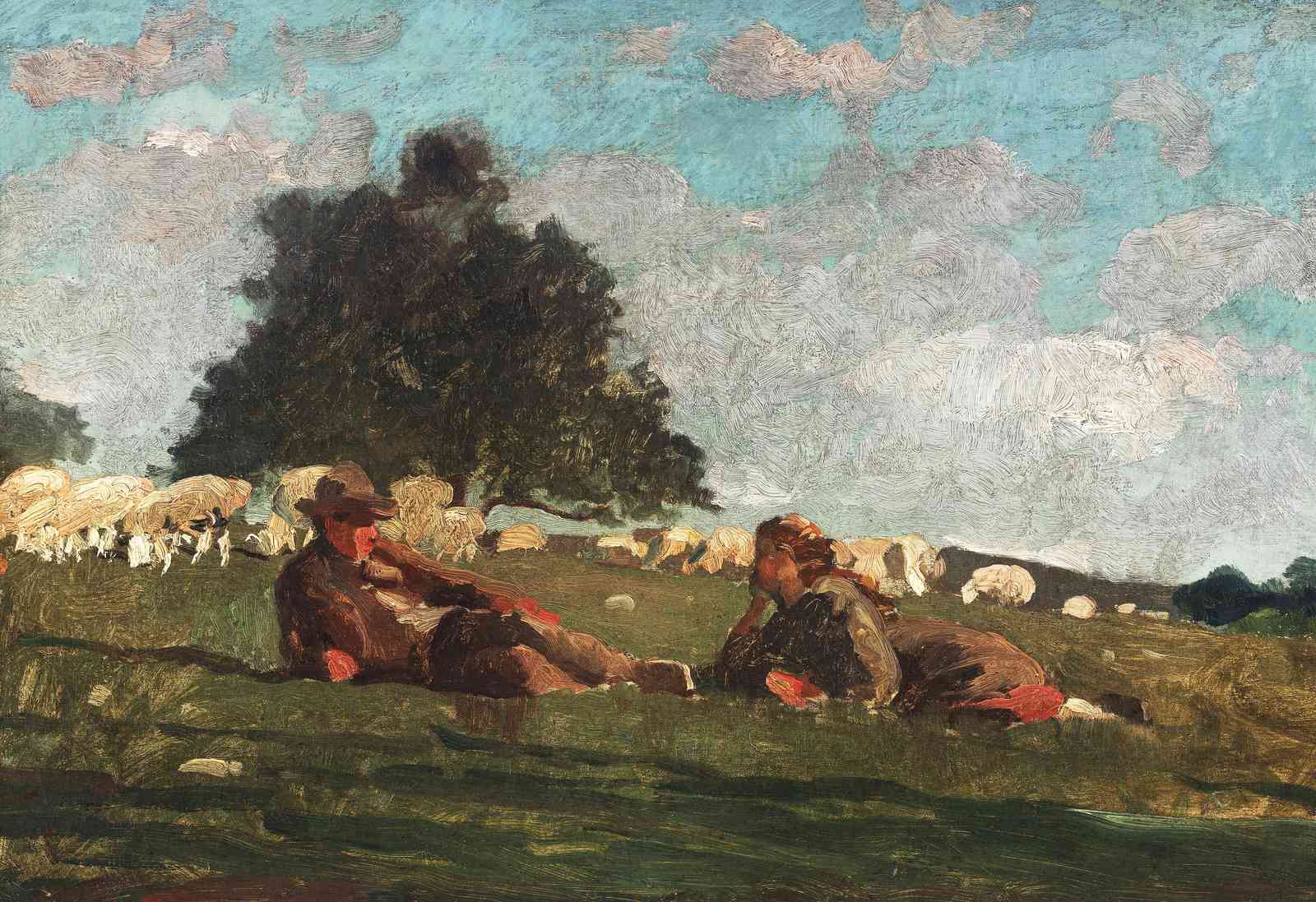 Shepherds Resting Pastoral Scene Wall Art